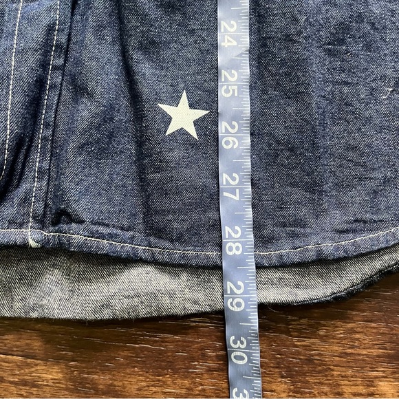 Stussy big star AOP logo spellout button front denim chambray shirt medium - Picture 8 of 10